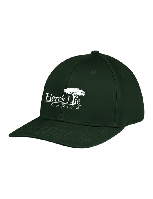Premium Modern Structured Twill Dark Green Snapback Cap w/Here's Life Africa Logo