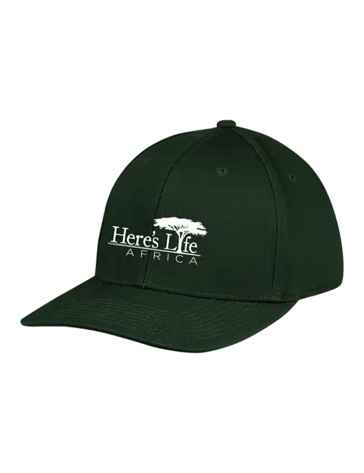 Premium Modern Structured Twill Dark Green Snapback Cap w/Here's Life Africa Logo