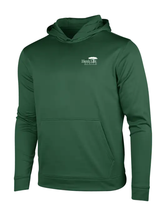 Forest Green Sport-Wick Fleece Hooded Pullover w/Here's Life Africa Logo