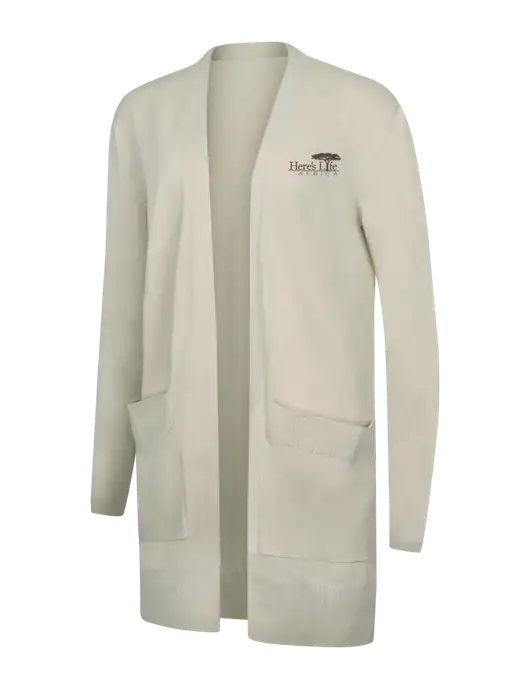 Mercer+Mettle Womens Ivory Open Front Cardigan Sweater w/Here's Life Africa Logo