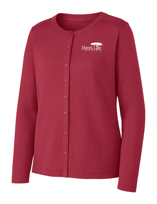 Rich Red Womens Concept Stretch Button-Front Cardigan Sweater w/Here's Life Africa Logo