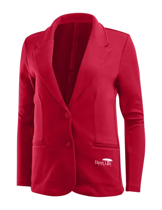Rich Red Womens Knit Blazer w/Here's Life Africa Logo