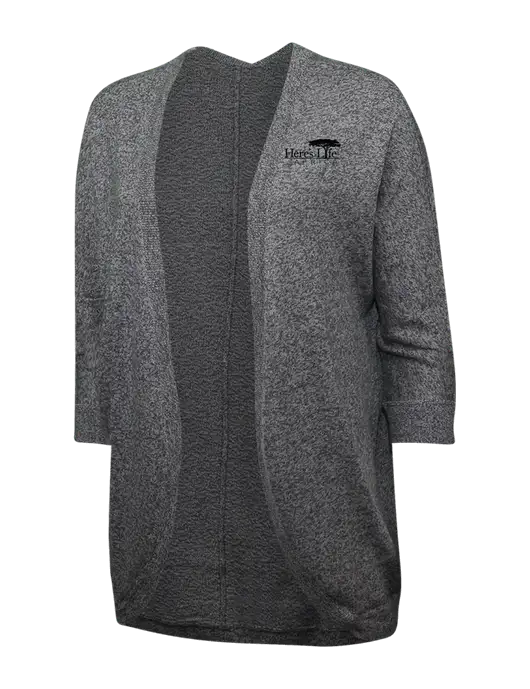 Warm Grey Womens Marled Cocoon Sweater w/Here's Life Africa Logo