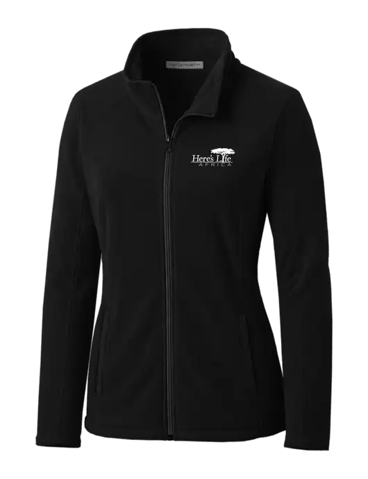 Black Womens Microfleece Jacket w/Here's Life Africa Logo
