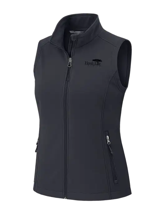 Charcoal Grey Womens Core Soft Shell Vest w/Here's Life Africa Logo