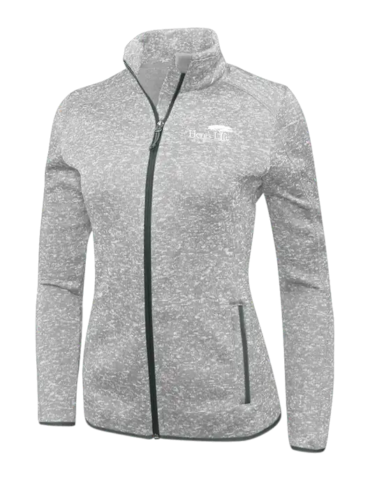 Grey Heather Womens Sweater Fleece Jacket w/Here's Life Africa Logo