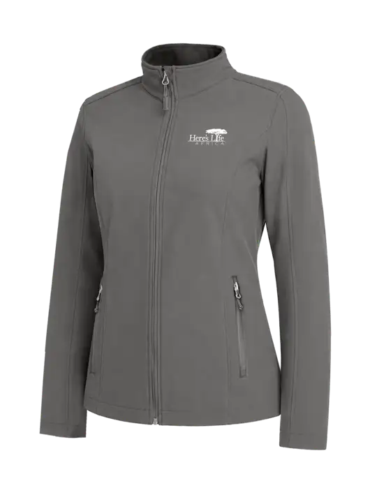 Medium Grey Womens Core Soft Shell Jacket w/Here's Life Africa Logo