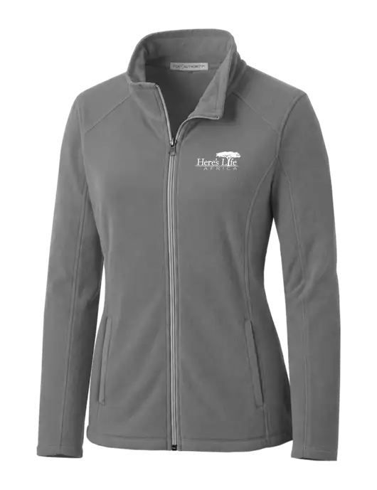 Medium Grey Womens Microfleece Jacket w/Here's Life Africa Logo