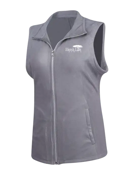 Medium Grey Womens Microfleece Vest w/Here's Life Africa Logo