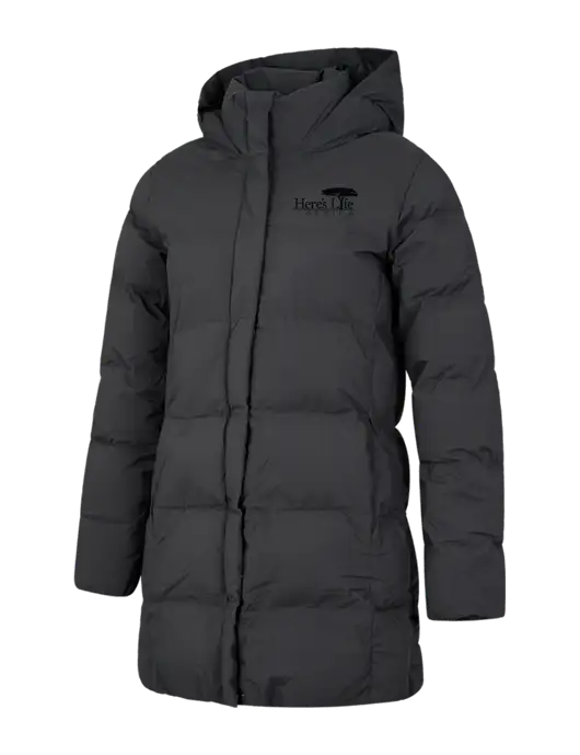 Mercer+Mettle Womens Dark Grey Puffy Parka  w/Here's Life Africa Logo