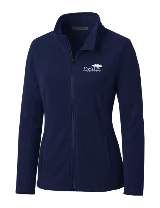 Navy Womens Microfleece Jacket w/Here's Life Africa Logo