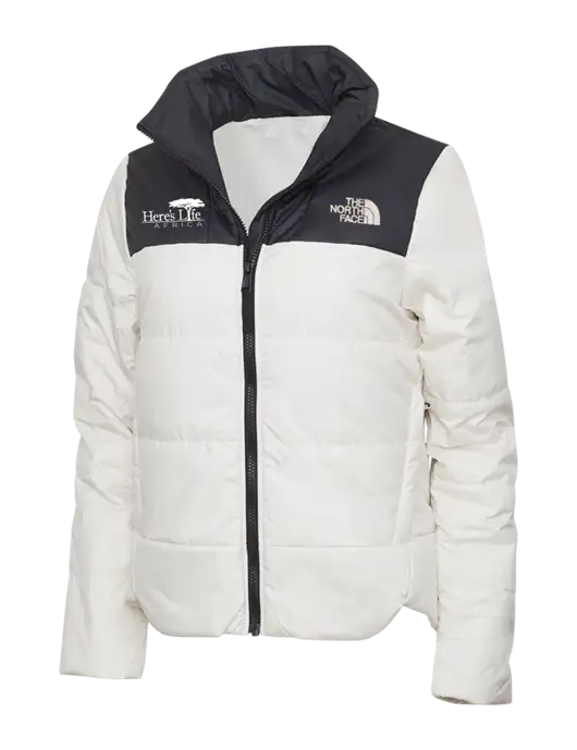 North Face Womens Vintage White Everyday Insulated Jacket w/Here's Life Africa Logo