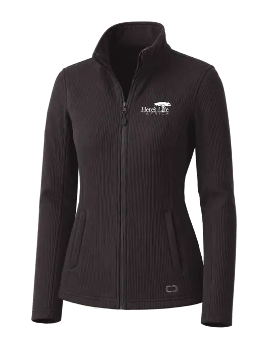 OGIO Blacktop Womens Grit Fleece Jacket w/Here's Life Africa Logo