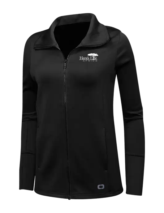 OGIO Black Womens Endurance Modern Performance Full-Zip w/Here's Life Africa Logo