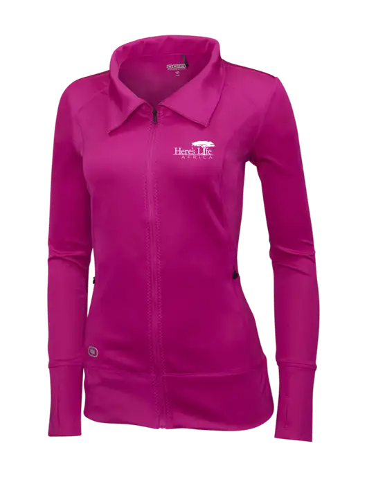 OGIO Dark Fuchsia Womens Endurance Fulcrum Full-Zip w/Here's Life Africa Logo