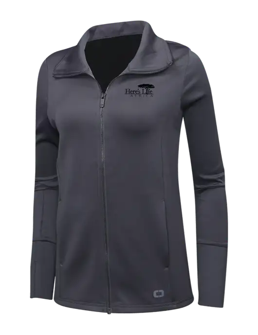 OGIO Dark Grey Womens Endurance Modern Performance Full-Zip w/Here's Life Africa Logo