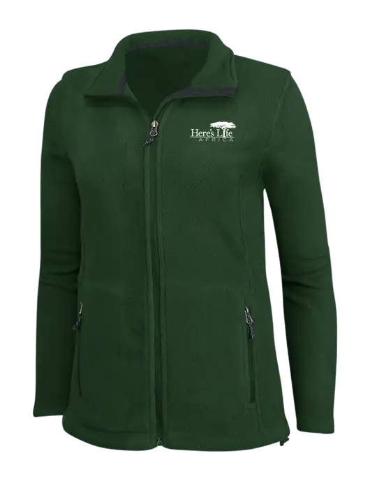 Womens Fleece Dark Green Jacket w/Here's Life Africa Logo