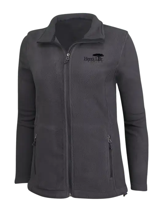 Womens Fleece Dark Grey Jacket w/Here's Life Africa Logo