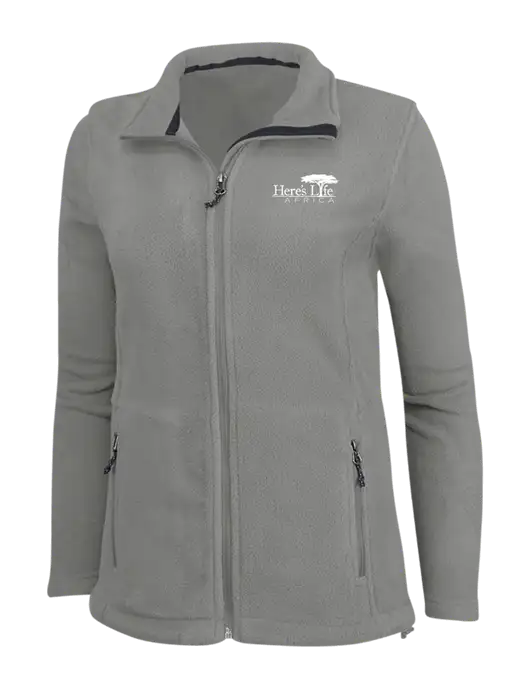 Womens Medium Grey Fleece Jacket w/Here's Life Africa Logo