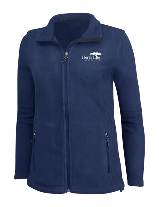 Womens Navy Fleece Jacket w/Here's Life Africa Logo