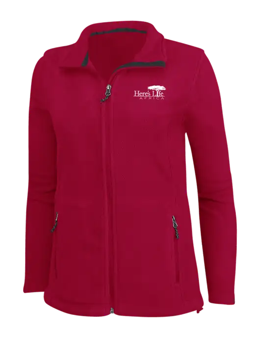 Womens Red Fleece Jacket w/Here's Life Africa Logo