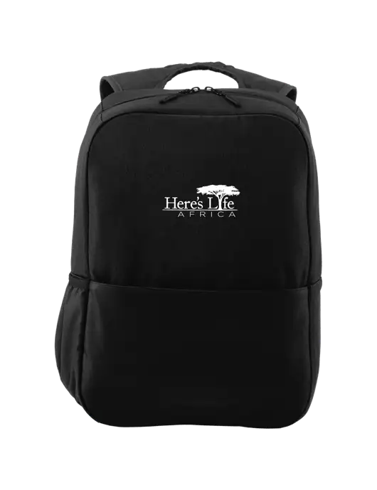 Access Square Laptop Black Backpack w/Here's Life Africa Logo