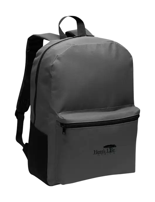 Casual Dark Charcoal Lightweight Laptop Backpack w/Here's Life Africa Logo