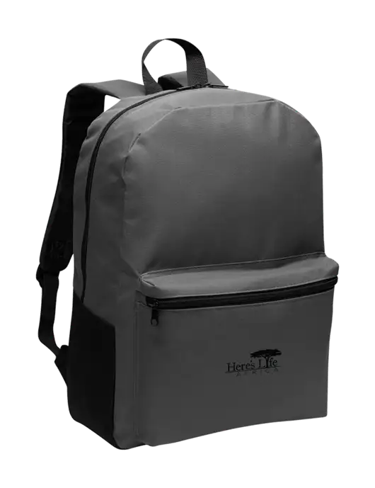 Casual Dark Charcoal Lightweight Laptop Backpack w/Here's Life Africa Logo
