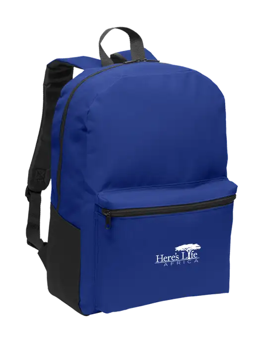 Casual Twilight Blue Lightweight Laptop Backpack w/Here's Life Africa Logo
