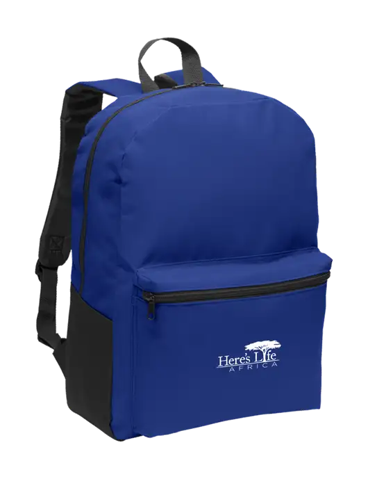 Casual Twilight Blue Lightweight Laptop Backpack w/Here's Life Africa Logo
