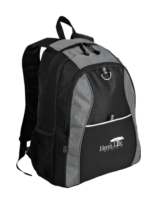 Honeycomb Grey/Black Backpack w/Here's Life Africa Logo