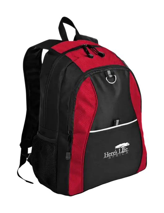 Honeycomb Red/Black Backpack w/Here's Life Africa Logo