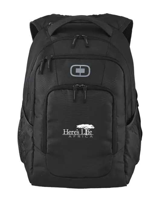 OGIO Black Logan Laptop Backpack
 w/Here's Life Africa Logo
