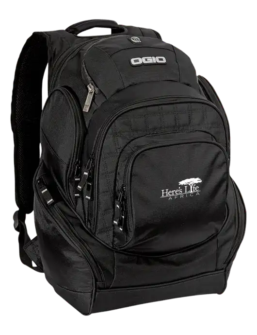 OGIO Black Mastermind Pack w/Here's Life Africa Logo