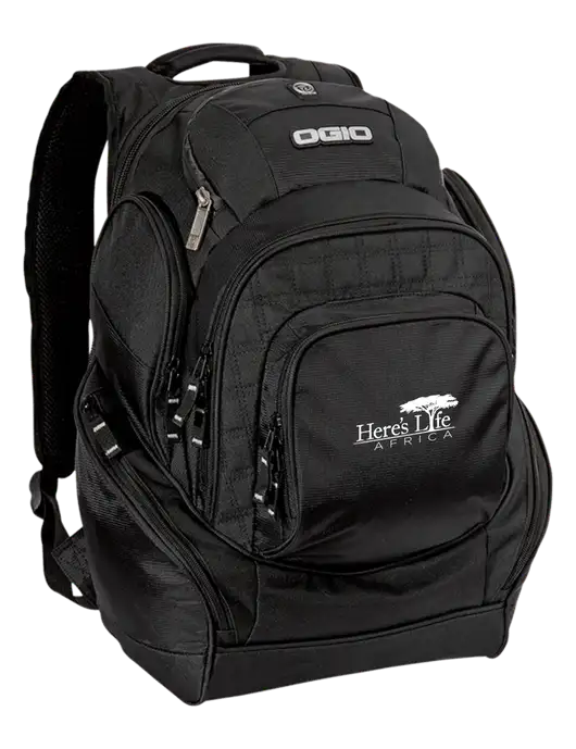 OGIO Black Mastermind Pack w/Here's Life Africa Logo