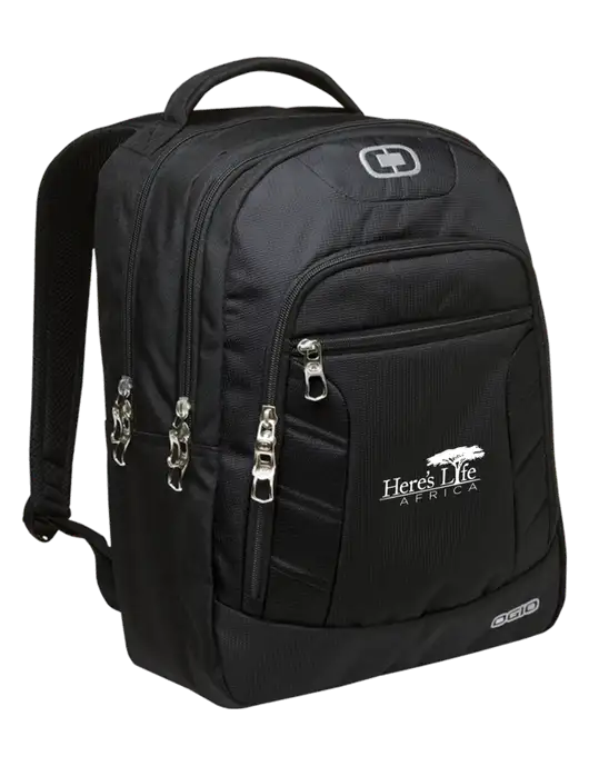 OGIO Black/Silver Colton Laptop Backpack
 w/Here's Life Africa Logo