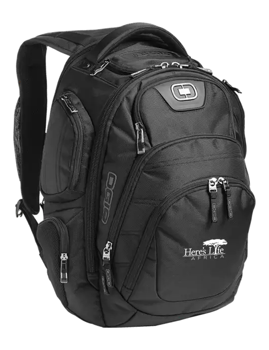 OGIO Black Stratagem Laptop Backpack w/Here's Life Africa Logo