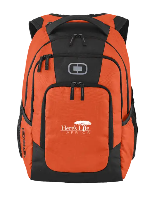 OGIO Orange Logan Laptop Backpack
 w/Here's Life Africa Logo
